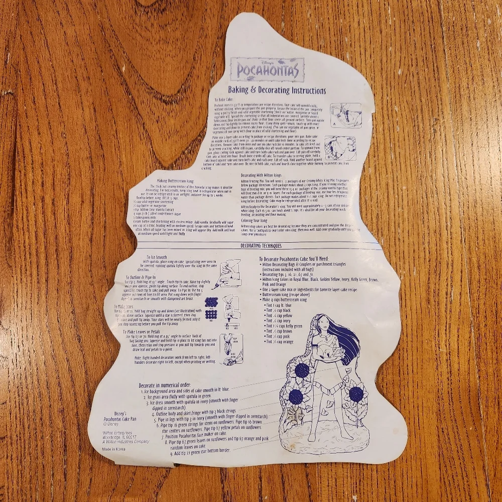 1995 Pocahontas Wilton Cake Pan Vintage 1990s Disney Birthday Cake Pan VTG - Picture 10 of 14